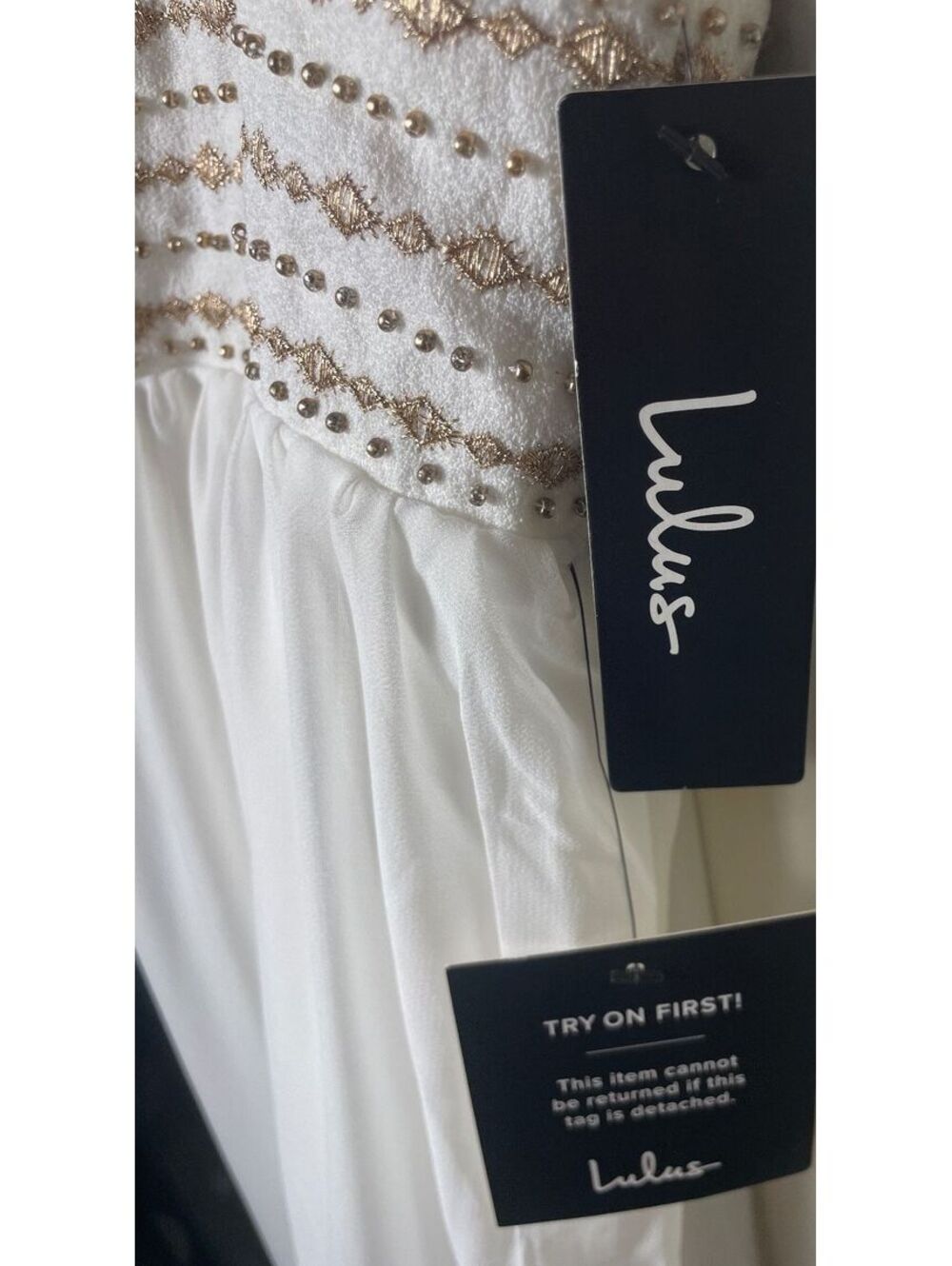 Lulus Maxi Spaghetti Strap Maxi Dress Womens Size Small White Bridal Boho New - Picture 6 of 6